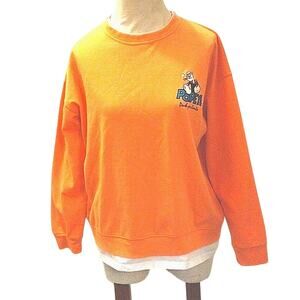 Y2K POPEYE Sweatshirt Popeye The Sailor Women Sz S Tangerine Orange Preppy VNTG
